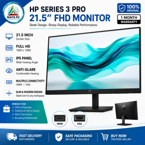 HP Series 3 Pro 21.5 Inch FHD Monitor | Full HD IPS Display | HDMI VGA | Business Office Home Monitor