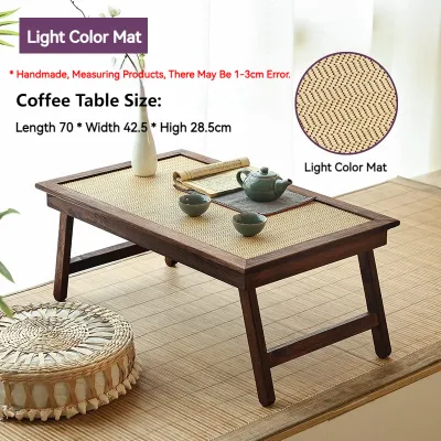 Japanese Household Folding Kang Table Low Table Floating Window Small Tea Table Tatami Table Balcony Tea Table Solid Wood Tea Table/实木便携折叠茶几