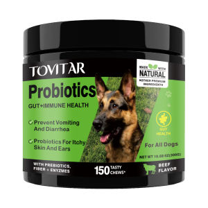 Tovitar® Dog Probiotics Chews | Digestive Support | Gut Health Supplement | Soft Chew Treat for Puppies & Adult Dogs