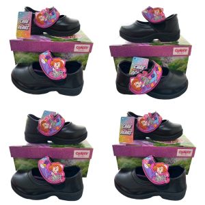 I รองเท้านักเรียน หนังดำ รองเท้านักเรียนอนุบาล แบบตีนตุ๊กแก CHAPPY รุ่นใหม่ มีไฟ SF 111 size 24-33