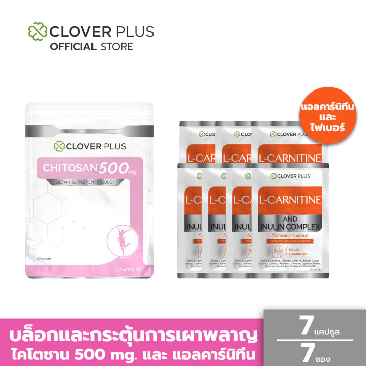 จับคู่หุ่นดีทานได้ 7 วัน Chitosan 500 mg. 7 แคปซูล + L-Carnitine and ...
