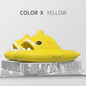 [SG STOCK] 4cm Thick Bottom Shark Slipper Female Funny Home Cartoon Sandals Stepping Shit Sense Couple Slippers