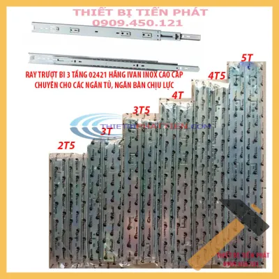 Thanh Trượt Ray Bi Trượt 3 Tầng IVAN (Bộ 2 Cái Tặng 12 ốc vít) Lắp Đặt Cho Các Ngăn Kéo Tủ Bàn...Inox Chịu Lực
