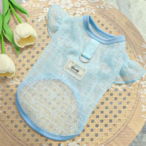 OUTOPEN Thoáng khí Áo làm mát cho chó Tay áo bay bổng Lưới mỏng Áo chống nắng cho mèo Quần áo thú cưng thời trang Chống nắng Quần áo mùa hè cho chó Mùa hè