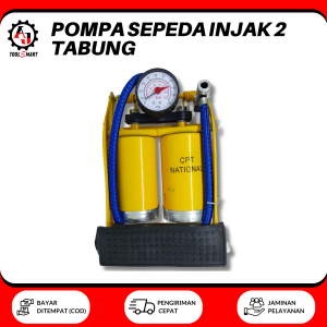 Pompa Sepeda Injak 2 (Dua) Tabung 55*100MM CPT National Foot Pump Pompa Angin Ban Sepeda/Motor/Mobil Pompa Kaki