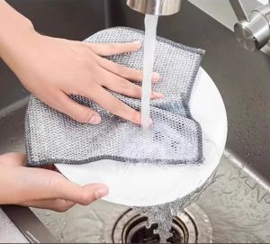 5pcs-Steel Wire Double-Sided Grid Dishcloth - Non-Stick Oil Rag for Kitchen Cleaning Pot Washing Wear-Resistant & Absorbent Household Scrubber - Ship out within 2days
