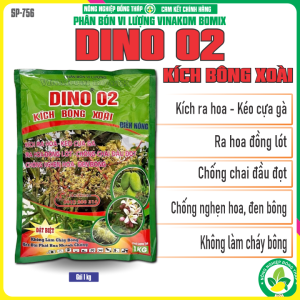 Phân bón vi lượng DINO 02 KÍCH BÔNG XOÀI Điền Nông – Kích Ra Hoa Kéo Cựa Gà Ra Hoa Đồng Loạt Chống Chai Đầu Đọt Chống Nghẹn Hoa Đen Bông (Gói 1Kg)