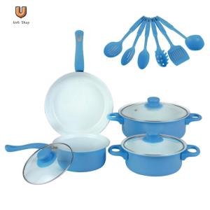 12-Piece Non-Stick Cookware Set Milk Pot Maifan Stone Frying Pan with Lid Stackable Pot Set for All Types of Cooker [Ueb Shop]