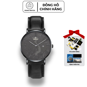 Đồng Hồ Nam DRACO D22-ST03 Chính Hãng Siêu Mỏng Kính Sapphire Dây Da Chống Trầy Chống Nước Cao Cấp Fullbox - Dây Đen Mặt Đen