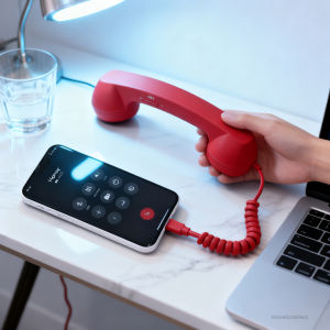 Type C Telephone Shape Handset Retro Wired Headset with Microphone for Android Phones Compatible with Most Type C Devices LA3PF-CHI-PH