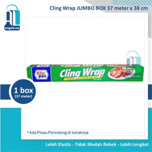 Klinpak Cling Wrap Jumbo Box 37m x 38cm - Plastik Wrapping makanan ada pisau pemotong