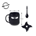 Ninja Mug with Coaster and Spoon Funny Gift from Thumbs Up Brand Tiktok Hot Gift for Boyfriend Japan Style Cup Ceramic Personality Coffee Mug Resistant Teacup Birthday  Gift  Novelty Gift Creative Gift Cool Gift Cute Gift. 