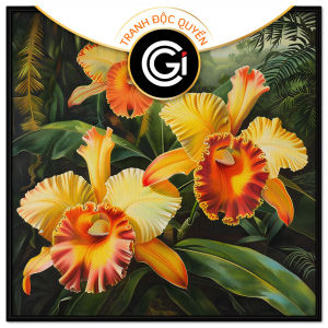 Tranh phong thủy hoa lan sơn dầu trong bộ tranh tứ bình tranh treo tường dán tường trang trí phòng kháchCGI-740