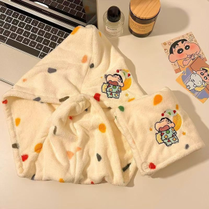 Set 3 Món Váy Tắm Quấn Người Nữ Shinchan | Mũ Ủ Tóc | Khăn Tắm Dây Vai Chống Tuột Thấm Hút Nhanh