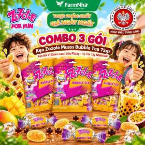 (Combo 3) Kẹo Zozole Musss Bubble Tea 75g - Kẹo Sủi Xoài Chanh Dây Fizzzzy vị Trái Cây Nhiệt Đới