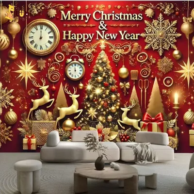 7x5ft Santa Snowman Christmas Backdrop Indoor Outdoor Holiday Photo Prop Festive Decoration