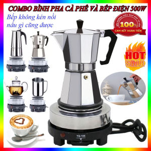 combo bình pha cà phê moka pot 300ml và Bếp điện đa năng 500w Dùng để pha trà hay cà phê theo phương pháp Moka bình pha cà phê - Thiết kế tinh gọn hiện đại