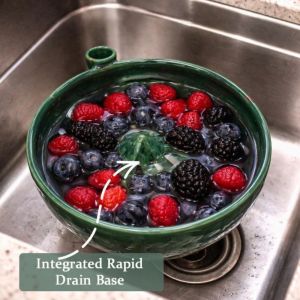K0Y9VB4G Automatic Vortex Fruit Washing Bowl Self-spinning Large Capacity Ceramic Berry Washer Food Cleaning Basin Quick Drain Vegetable Drainer Household Use
