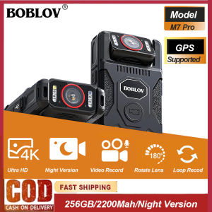 Boblov M7Pro 4KBody Camera กล้องตำรวจตัวกล้องใส่กับ GPS การมองเห็นได้ในเวลากลางคืน HD 2196P 256GB 180 ° เลนส์หมุน15H บันทึกกล้องร่างกายเครื่องบันทึกเสียงวิดีโอ BodyCam พร้อมพอร์ต USB-C และชาร์จเร็ว