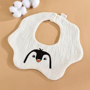 NEW-Animal Design Organic Cotton Bibs for Baby Feeding Daliva Cloth Bib with Ajustable Snap Closure