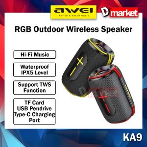 Awei KA9 Wireless Speaker RGB Outdoor Speaker Portable Hifi High Quality Sound TF Card USB Mini Awei Speaker Awei Bluetooth Speaker