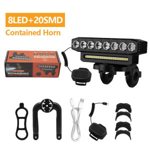 【SG Stock】LED Bike Light with Horn USB Rechargeable Bicycle Front Light Waterproof with 6 Light Modes
