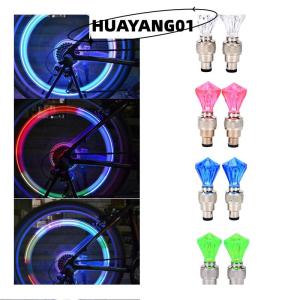 HUAYANG01 [HOT FASHION] 2x LED Motorcycle Cycling Bike Bicycle Wheel Tire Valve Flashing Light Car Lamp