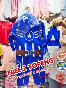 GRATIS DUA TOPENGTOPENG PLASTIK & KAIN SETELAN ANAK/SETELAN CAPTAIN AMERICA/SETELAN TOPENG/SETELAN MURAH/COSTUM SUPERHIRO/TOPENG C.AMERICA/COD  2TH-9TH