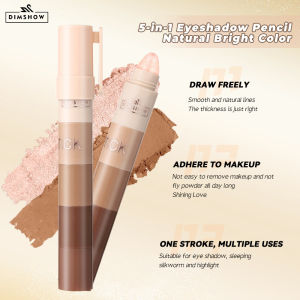 5 in 1 Highlighter Makeup Stick 5-Section Eyeshadow Pencil Pearl Lying Silkworm Pen Waterproof & Long-Lasting Highly Pigmented Crayon Nude Eyeshadow DIMS HOW Pearl Waterproof Eye Shadow Stick