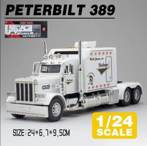 1:24 PETERBILT 389 Diecast Truck Car Model Collection with Sound and Light Toys