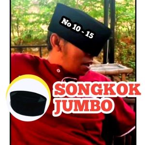 PeciSongkok Jumbo Ukuran Besar Nomor 10 11 12 13 14 15 Tinggi songkok 10 cm 11 cm 12 cm 13 cm kopiah jumbo big size hitam AC pojok nyaman dan halus