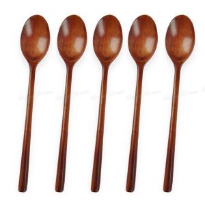 ZHENG CAI Natural Wood Wooden Flatware Long Handle Mixing Ellipse Cooking Supplies Kitchen Utensil Soup Spoons Wooden Spoons