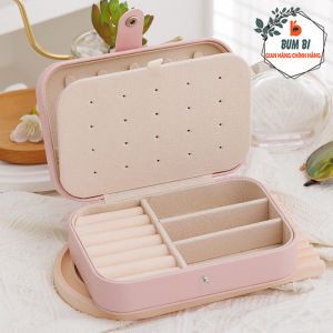 Hộp Chứa Trang Sức Chữ Nhật Màu Hồng Nhiều Ngăn Đựng Đồ Hộp Phụ Kiện Chia Ngăn Thiết Kế Nhỏ Gọn Da PU Chống Thấm Nước