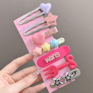 Zy Fashion 7pcs/set Y2k Star Metal Hair Clip for Women Heart Rhinestone Hair Pin Fashion Girl Side Clip