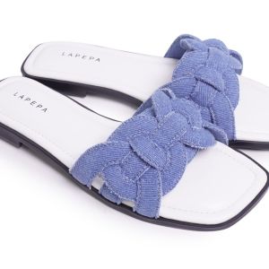Lapepa Anna sandal selop wanita denim sendal slop cewek anyam cantik
