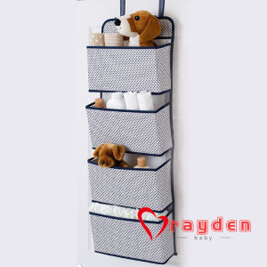 Door Hanging Organizer Nursery Closet Cabinet Baby Storage with 4 Large Pockets for Cosmetics Toys and Sundries