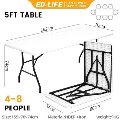 Heavy Duty Folding Table 4FT 5FT Portable Picnic Table Folding Residential Folding Table