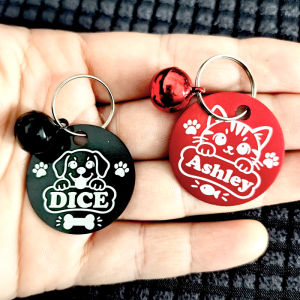 Custom Engraved Aluminum Pet Tags Cat & Dog ID Tags With Ring & Bell