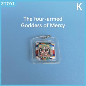 ZTOYL Tibetan Tangka Green Tara Buddhism Keychains Small Pendants Pocket Fengshui Key Chain Decoration