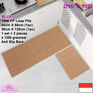 Tren-D-rugs Karpet keset kaki alas lantai shower kamar mandi tidur ruang tamu koridor panjang lorong runner kitchen mat polos anti slip murah 1 set isi 2 pcs - 50 cm x 120 cm ( 1 pc ) + 40 cm x 60 cm ( 1 pc ) - NMs