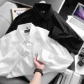 [BigSize] BB Boiz Mens Long/Short Sleeve Shirt White and Black Silk Large Size 80kg to 140kg.. 