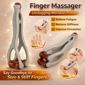 Wooden Acupressure Finger Massager Meridian Relief Massage Roller Hand Training Device Finger Massage Clip Hand Slimming Tool 原木手指按摩器