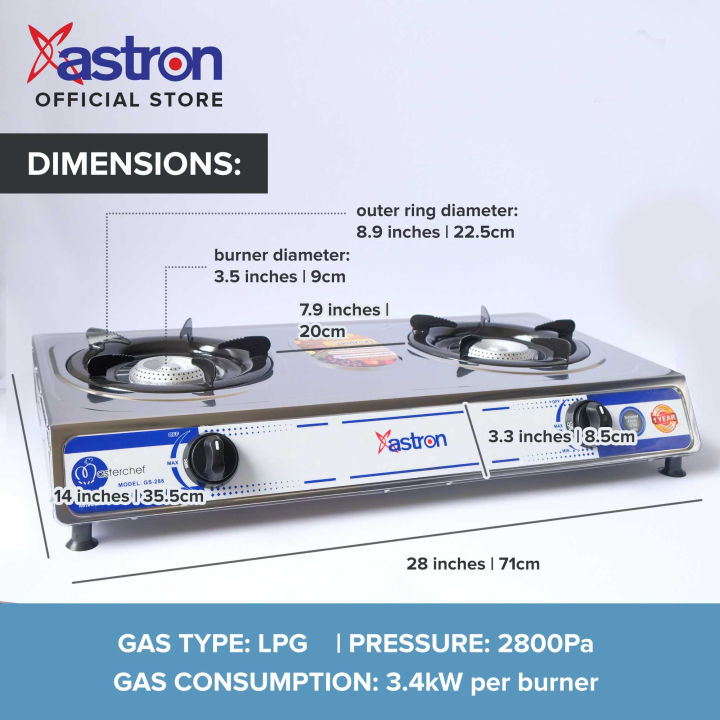 ASTRON Original Heavy Duty Double Burner Gas Stove Stainless Body