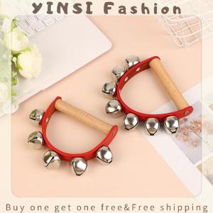 YINSI Handbell Hand Bells With 5pcs 7pcs Jingle Bells Wood Handle Musical Instrument Bell Toy Gift For School Music Class Home Daycare