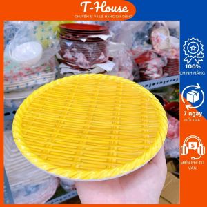 Dĩa nhựa mẹt tròn giả mây tre nhiều size dĩa đựng bún đậu