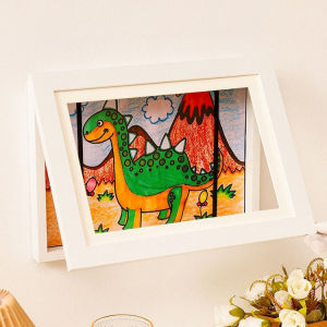 SG Seller A4 A3 Kids Artwork Display Frame Storage Art Painting Wooden shadow box Crafts Front Opening Changeable Frame