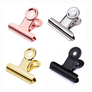 WENSH 6PCS กุหลาบทอง 6ชิ้น สีดำ ที่ใส่รูปถ่าย คลิปบันทึก สแตนเลสสตีล อุปกรณ์สำนักงานโรงเรียน คลิปคั่นหน้า ที่หนีบตั๋ว ที่หนีบโลหะกลม คลิปหนีบกระดาษ คลิปหนีบ