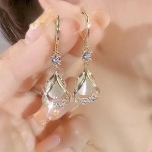 Fashion Elegant Slimming Magnetic Weight Loss Earrings for Women Sparkly Rhinestone Dangle Stone Lymphatic High-Grade Pendants