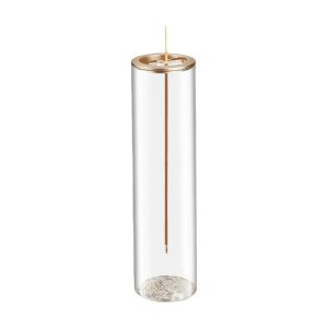 FLAMEWILLOW Cylindrical Shape Incense Stick Stand Zen Style Transparent Glass Incense Burner Sturdy Base Minimalist Removable Ash Collector Meditation