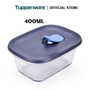 Tupperware Voila™ Glass Collection 400ml Rectangular (Mineral Blue) TP0041 Microwave & Freezer Safe